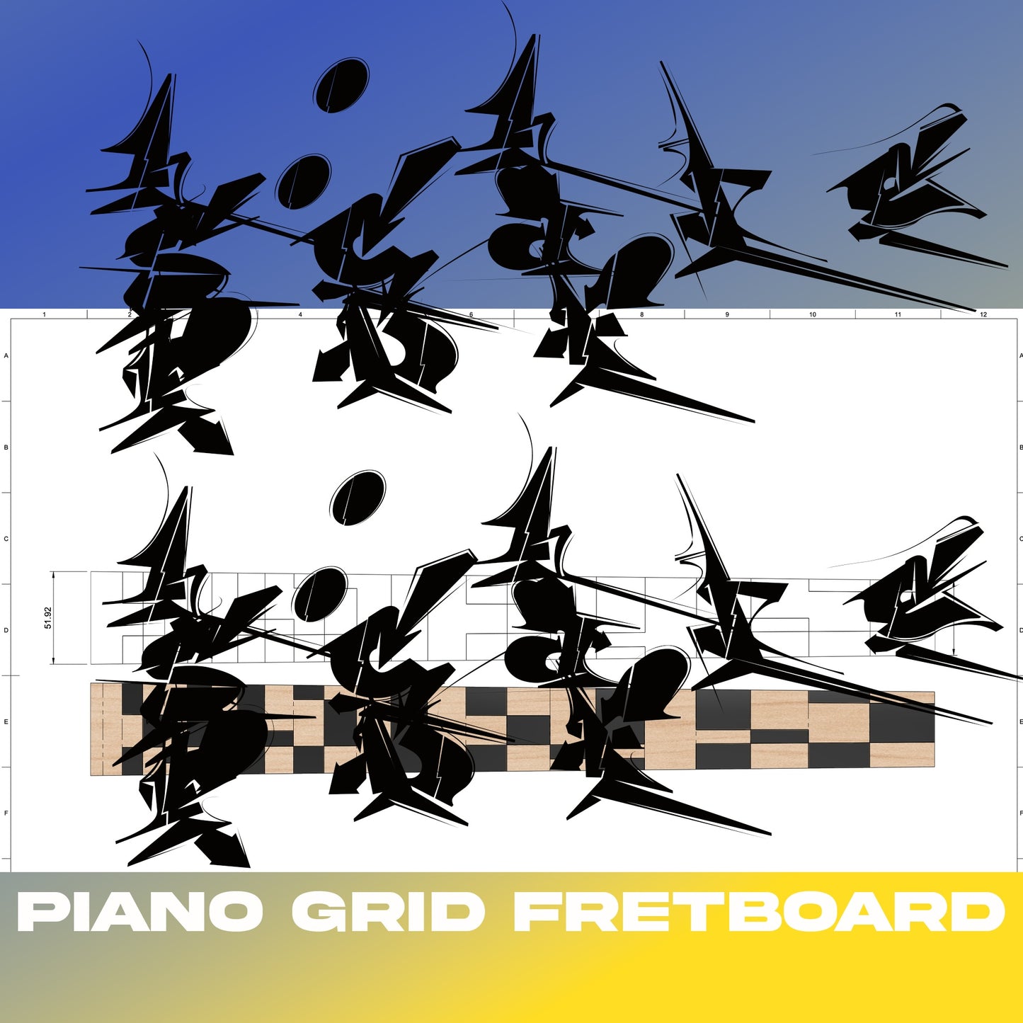 Piano Grid Fretboard 1:1 Scale PDF