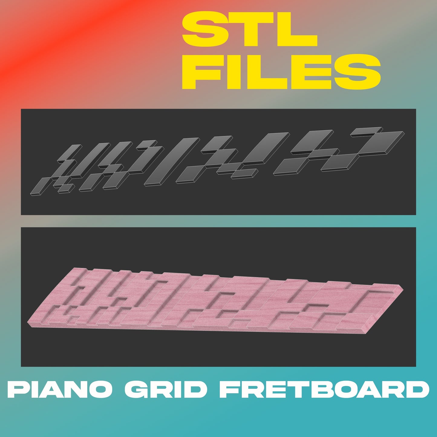 Piano Grid Fretboard STL Files for 3D printing